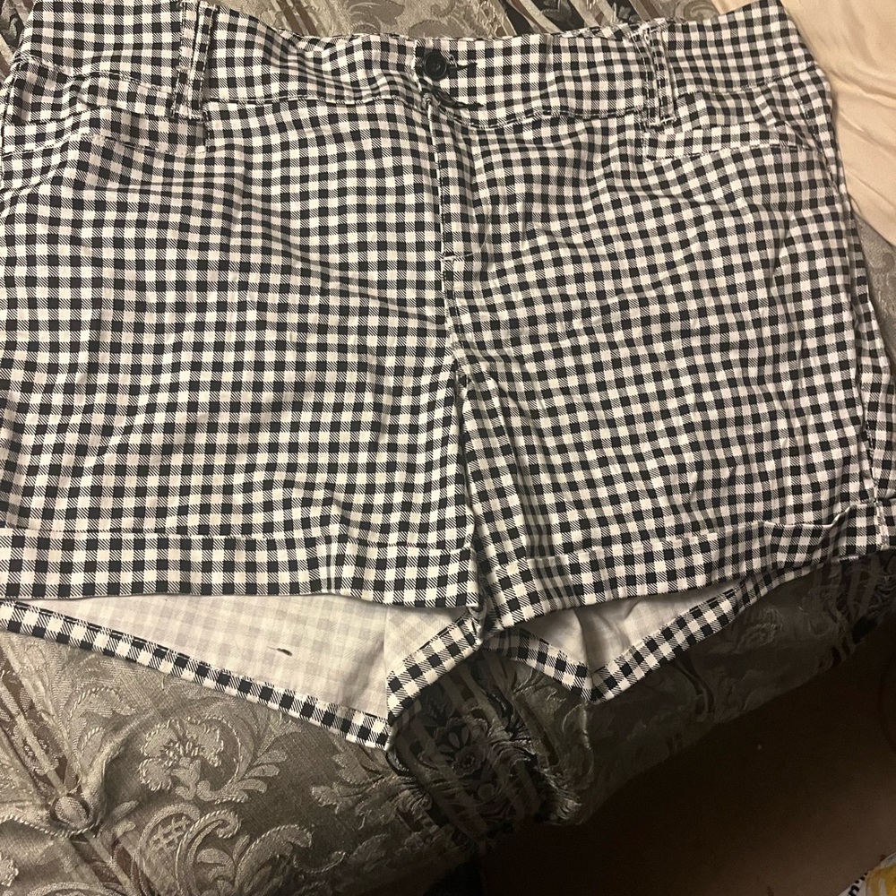 Black and White Checkered High Waist Women's Shorts